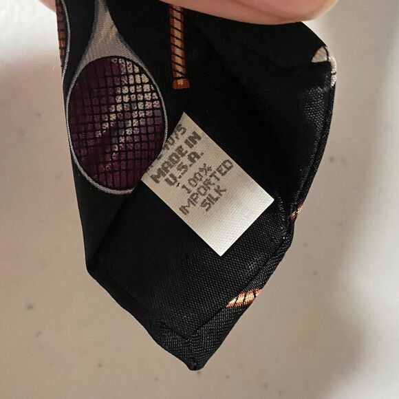 Oscar de la Renta Men's Silk tie made in USA Rocket Tennis Print - Picture 4 of 5